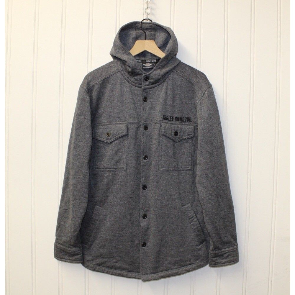 Harley Davidson Long Sleeve Snap Embroidered Hooded Knit Sweater‎ Mens Size L